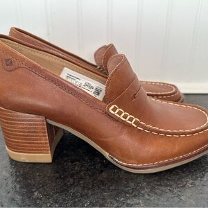 Sperry Brown Leather Loafer Heels